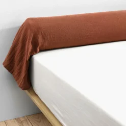 Taie D'Oreiller, Traversin|EMINZA Taie de traversin gaze de coton (L185 cm) Gaïa Terracotta