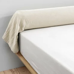Taie D'Oreiller, Traversin|EMINZA Taie de traversin gaze de coton (L185 cm) Gaïa pampa Beige
