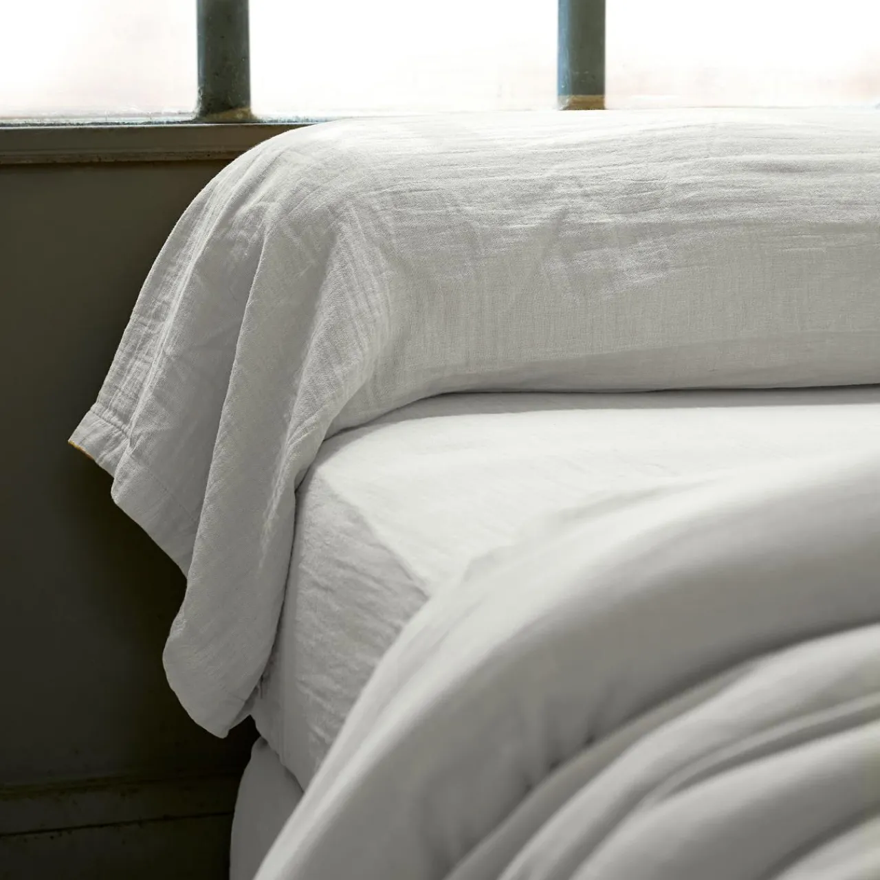 Taie D'Oreiller, Traversin|EMINZA Taie de traversin gaze de coton (L185 cm) Gaïa Gris nuage Gris clair