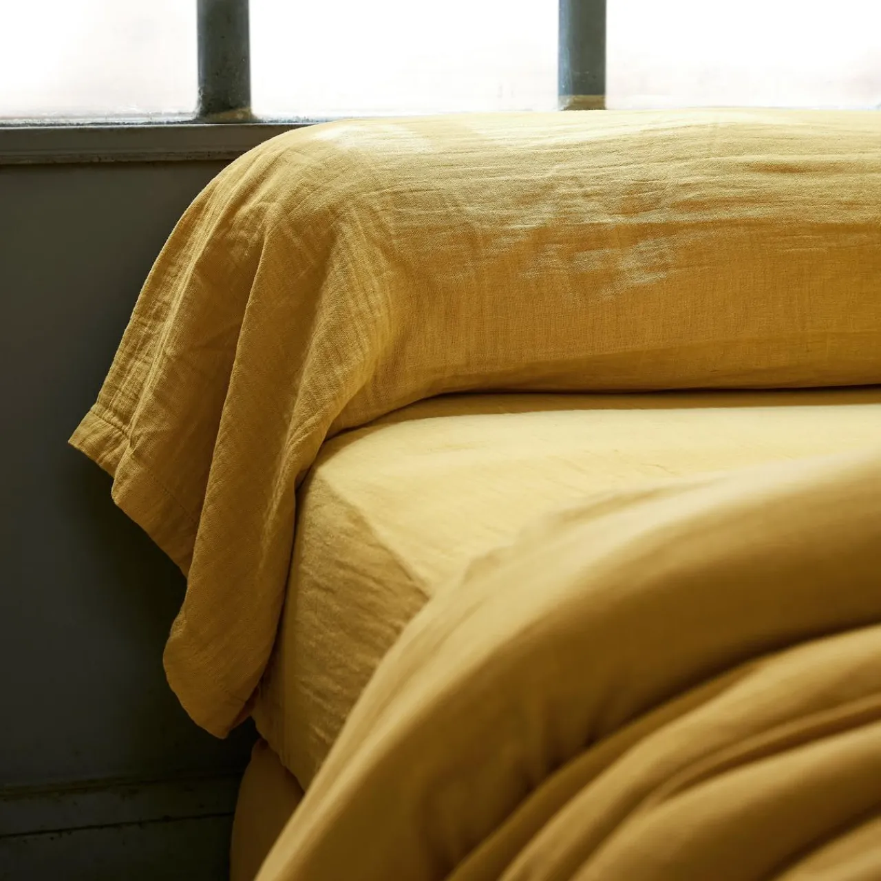 Taie D'Oreiller, Traversin|EMINZA Taie de traversin gaze de coton (L185 cm) Gaïa Jaune safran