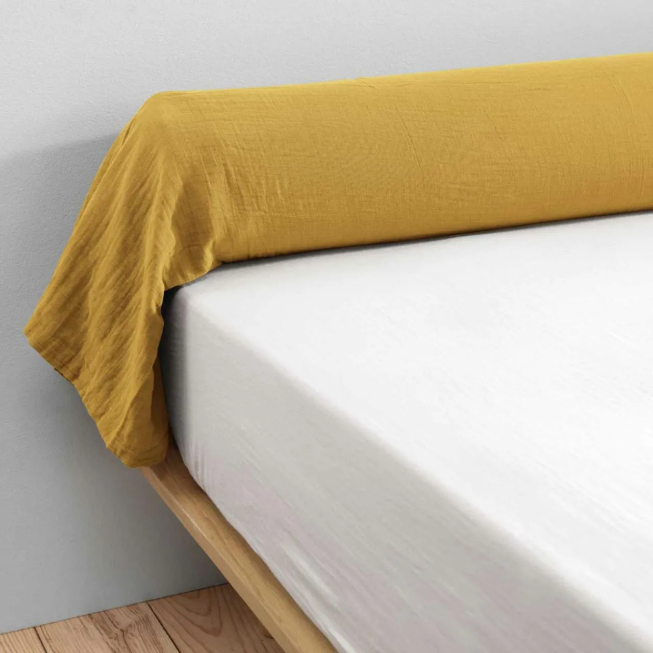 Taie D'Oreiller, Traversin|EMINZA Taie de traversin gaze de coton (L185 cm) Gaïa Jaune safran