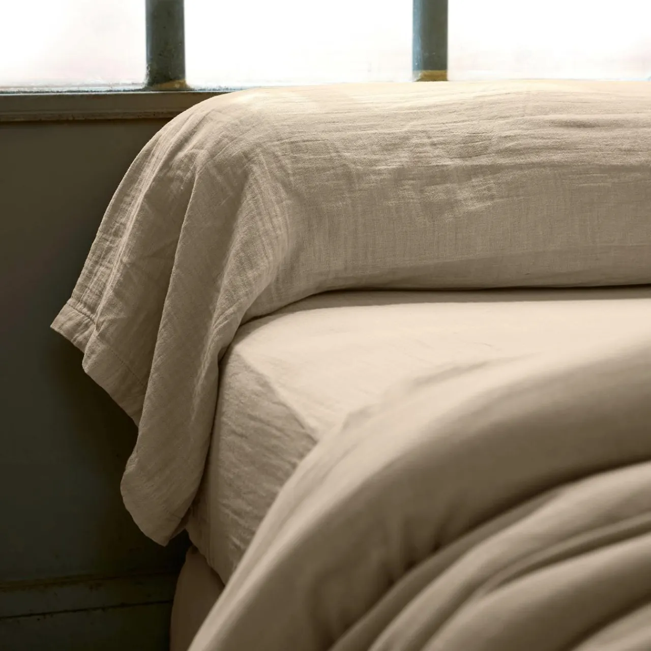 Taie D'Oreiller, Traversin|EMINZA Taie de traversin gaze de coton (L185 cm) Gaïa Ficelle