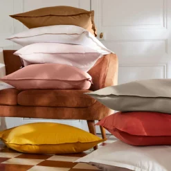 Taie D'Oreiller, Traversin|EMINZA Taie de traversin percale de coton (L185 cm) Cali Taupe