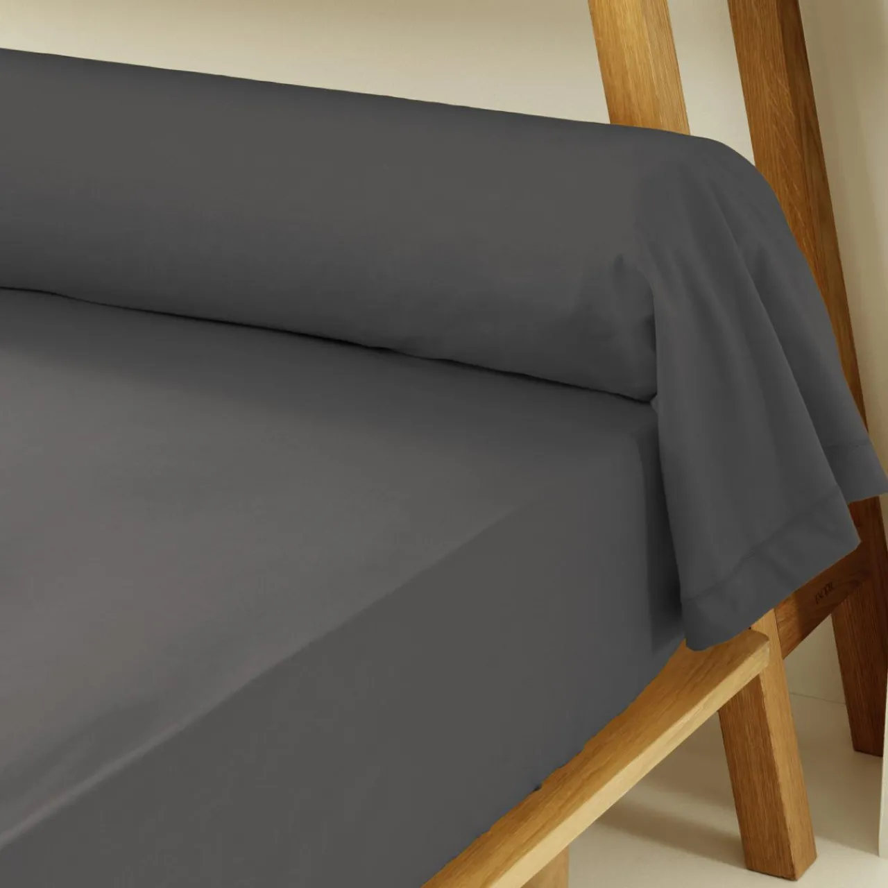 Taie D'Oreiller, Traversin|EMINZA Taie de traversin percale de coton (L185 cm) Cali Gris Anthracite