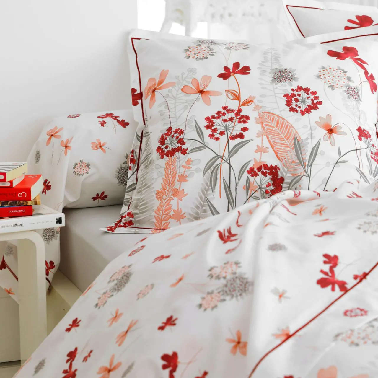 Taie D'Oreiller, Traversin|TRADI LINGE Taie de traversin percale de coton (L200 cm) Petite folie Rouge