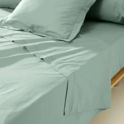 Taie D'Oreiller, Traversin|EMINZA Taie de traversin percale de coton (L185 cm) Cali Vert Eucalyptus