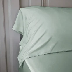 Taie D'Oreiller, Traversin|EMINZA Taie de traversin satin de bambou (L185 cm) Sienna Vert Eucalyptus