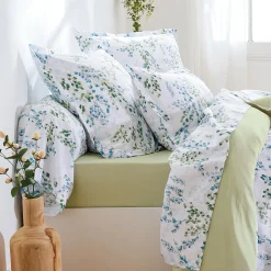 Taie D'Oreiller, Traversin|TRADILINGE Taie de traversin satin de coton (L200 cm) Angèle Vert tilleul