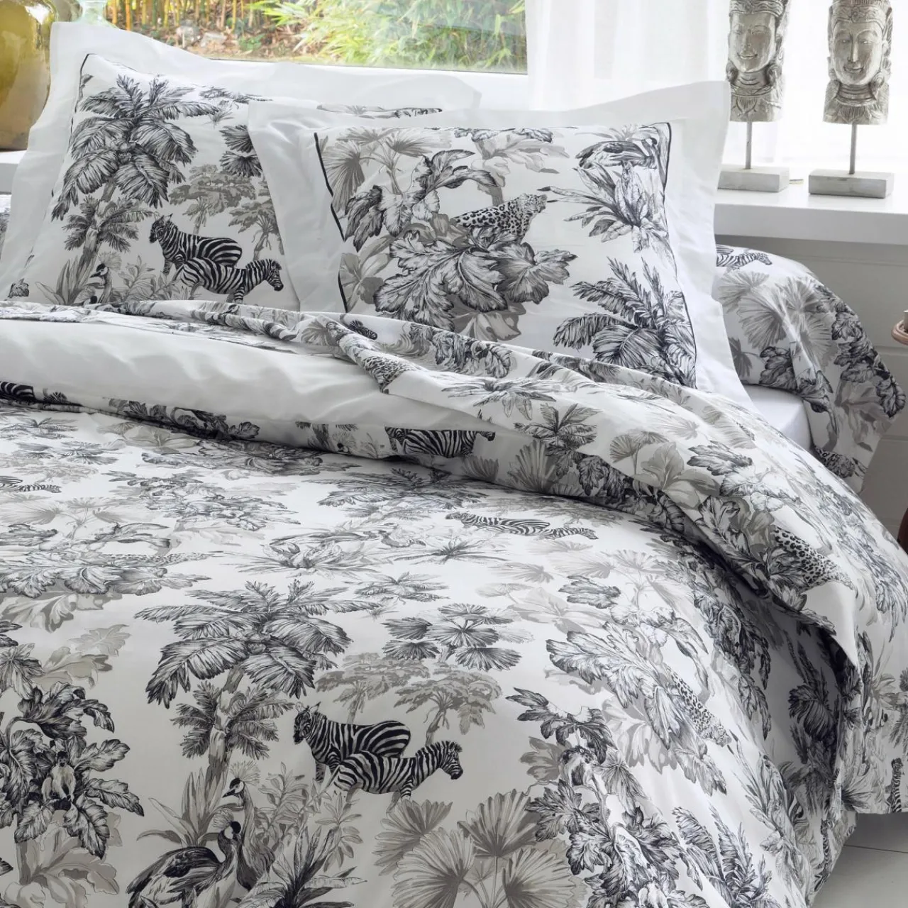 Taie D'Oreiller, Traversin|TRADILINGE Taie de traversin satin de coton (L200 cm) Savane e Noir