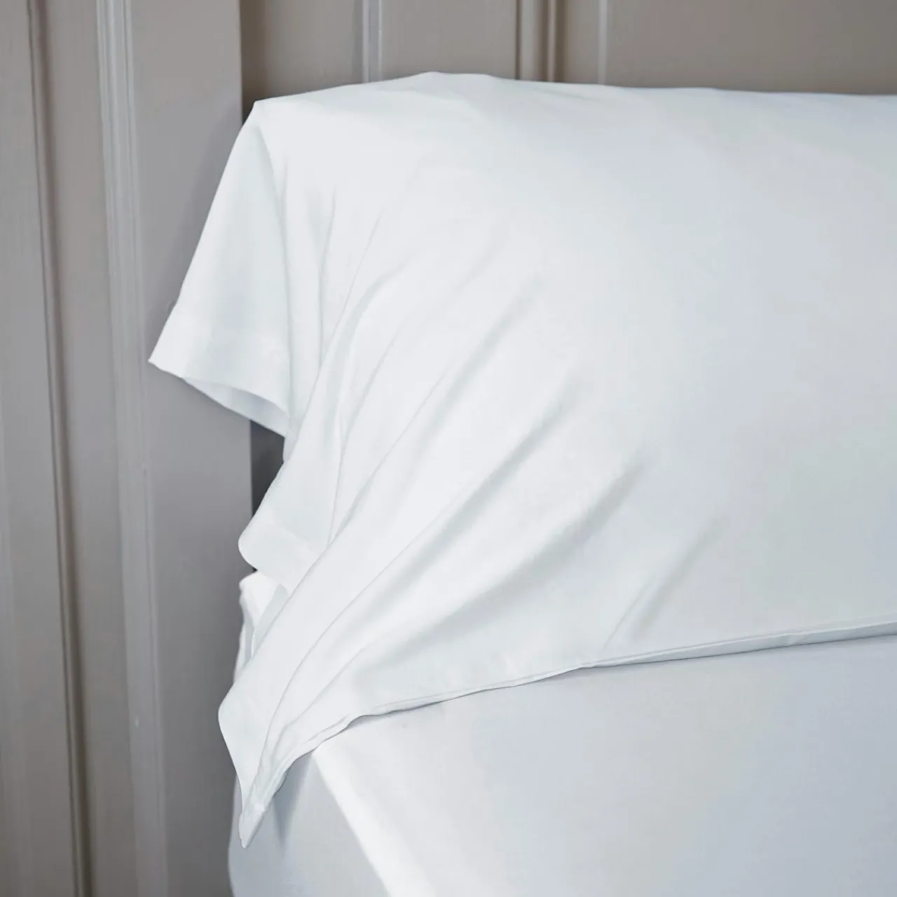 Taie D'Oreiller, Traversin|EMINZA Taie de traversin satin de bambou (L185 cm) Sienna chantilly Blanc