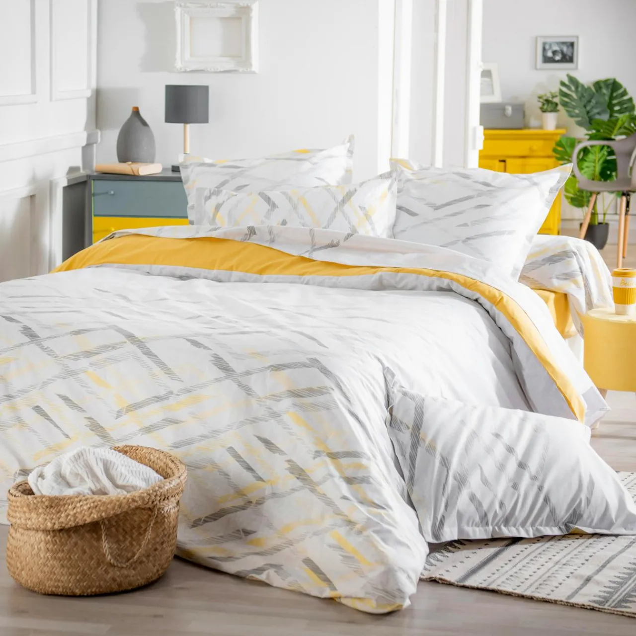 Taie D'Oreiller, Traversin|TRADI LINGE Taie d'oreiller carrée coton Vermont he Blanc