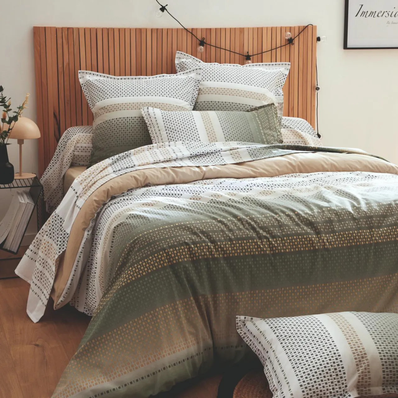 Taie D'Oreiller, Traversin|TRADILINGE Taie d'oreiller carrée coton (65 x 65 cm) Niagara Vert kaki