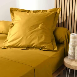 Taie D'Oreiller, Traversin|DOUCEUR D'INTERIEUR Taie d'oreiller carrée coton bio (63 x 63 cm) Biolina Jaune ocre
