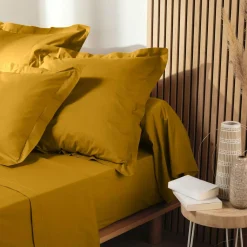 Taie D'Oreiller, Traversin|DOUCEUR D'INTERIEUR Taie d'oreiller carrée coton bio (63 x 63 cm) Biolina Jaune ocre