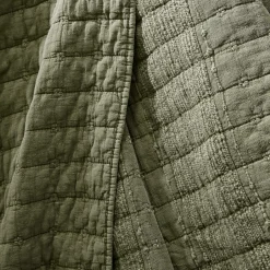 Taie D'Oreiller, Traversin|EMINZA Taie d'oreiller carrée coton (60 x 60 cm) Lena Vert romarin