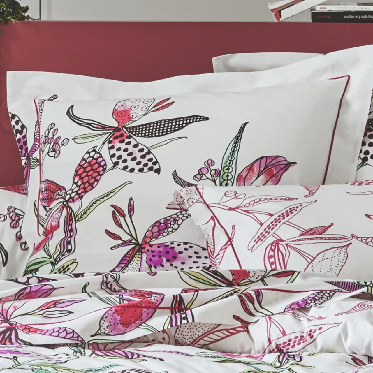 Taie D'Oreiller, Traversin|TRADILINGE Taie d'oreiller carrée coton (65 x 65 cm) Pénélope Rose