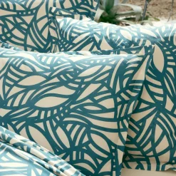 Taie D'Oreiller, Traversin|TRADI LINGE Taie d'oreiller carrée coton lavé (65 x 65 cm) Serena e Bleu