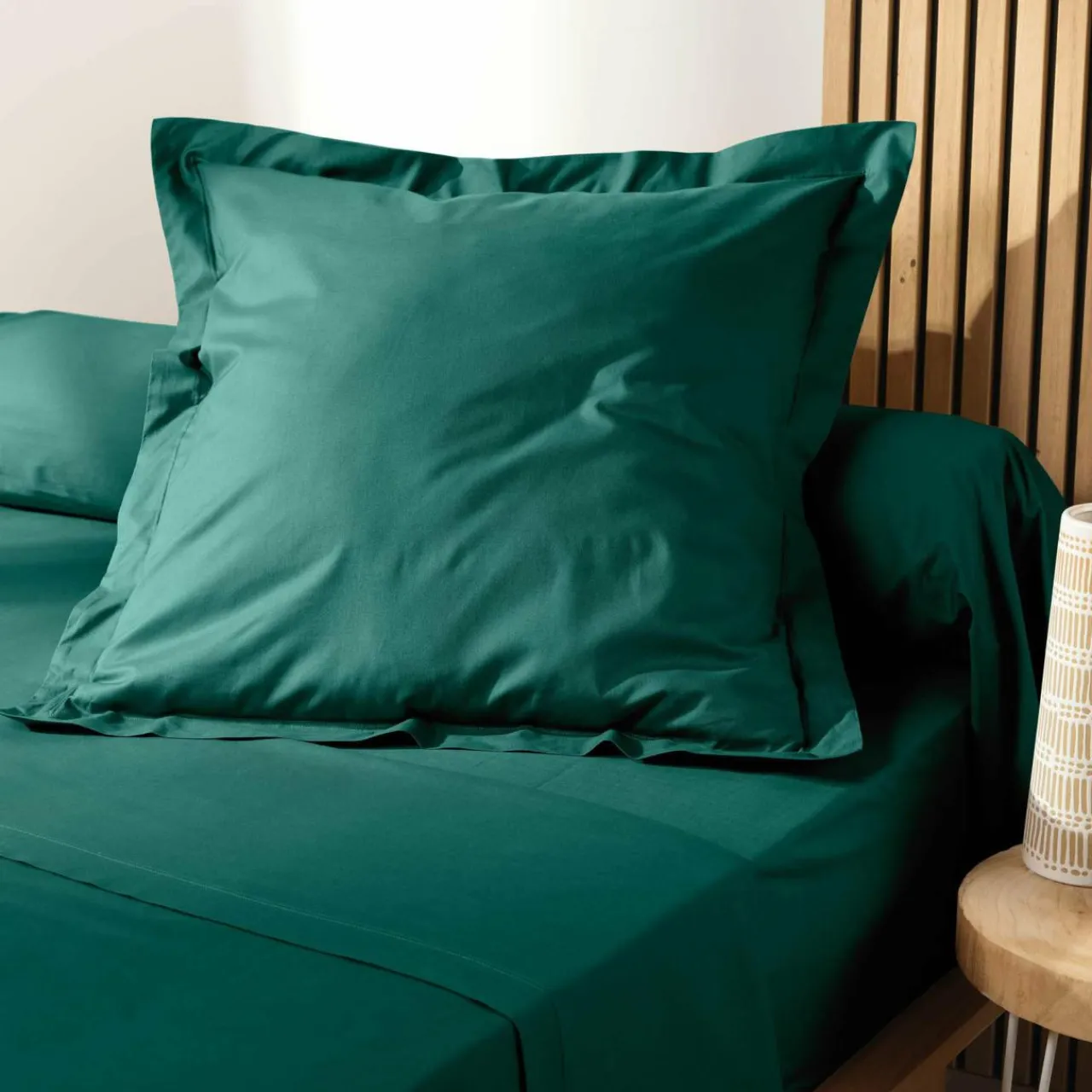Taie D'Oreiller, Traversin|DOUCEUR D'INTERIEUR Taie d'oreiller carrée coton bio (63 x 63 cm) Biolina Vert émeraude