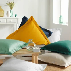 Taie D'Oreiller, Traversin|DOUCEUR D'INTERIEUR Taie d'oreiller carrée coton bio (63 x 63 cm) Biolina Vert émeraude