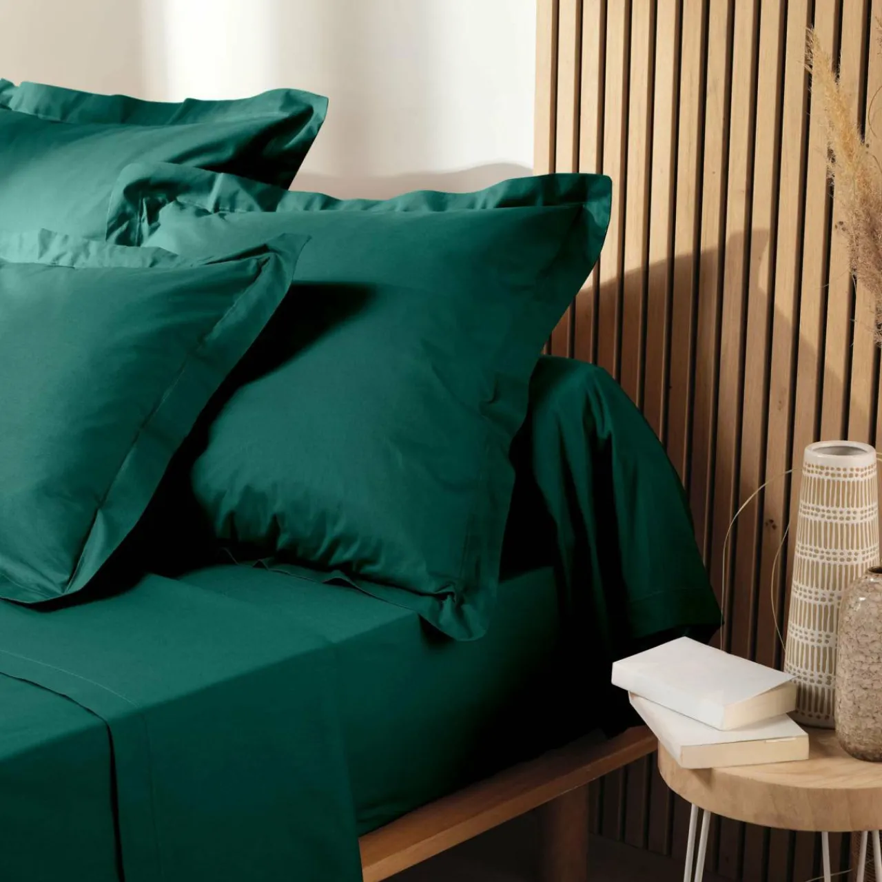 Taie D'Oreiller, Traversin|DOUCEUR D'INTERIEUR Taie d'oreiller carrée coton bio (63 x 63 cm) Biolina Vert émeraude