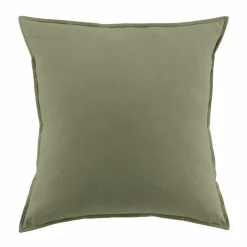 Taie D'Oreiller, Traversin|EMINZA Taie d'oreiller carrée flanelle de coton (80 x 80 cm) Nina Vert romarin