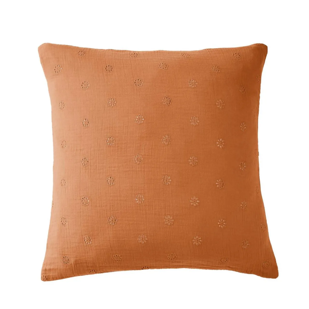 Taie D'Oreiller, Traversin|EMINZA Taie d'oreiller carrée gaze de coton (60 x 60 cm) Gaïa Boho Abricot