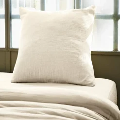 Taie D'Oreiller, Traversin|EMINZA Taie d'oreiller carrée gaze de coton (60 x 60 cm) Gaïa pampa Beige