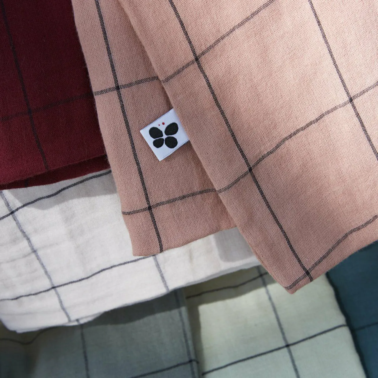 Taie D'Oreiller, Traversin|EMINZA Taie d'oreiller carrée gaze de coton (60 x 60 cm) Gaïa Match Lie de vin Bordeaux