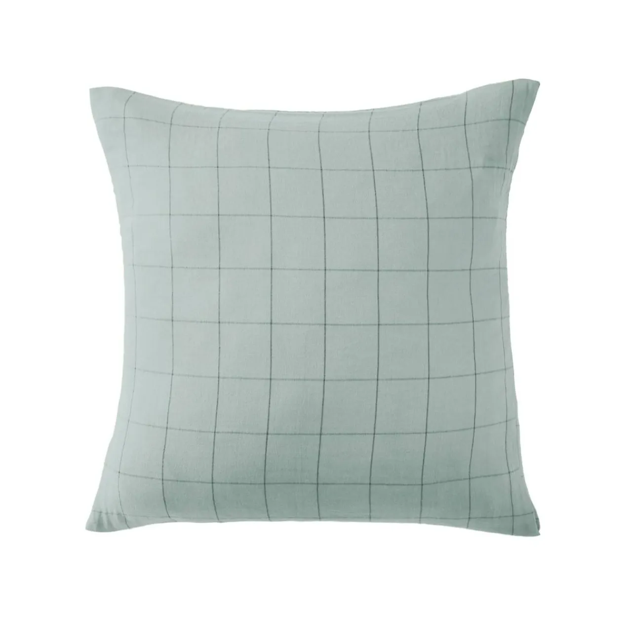 Taie D'Oreiller, Traversin|EMINZA Taie d'oreiller carrée gaze de coton (60 x 60 cm) Gaïa Match Vert Eucalyptus