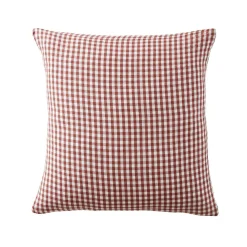 Taie D'Oreiller, Traversin|EMINZA Taie d'oreiller carrée gaze de coton (60 x 60 cm) Gaïa vichy Terracotta