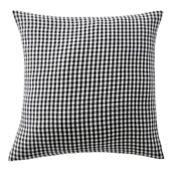 Taie D'Oreiller, Traversin|EMINZA Taie d'oreiller carrée gaze de coton (60 x 60 cm) Gaïa vichy e Noir