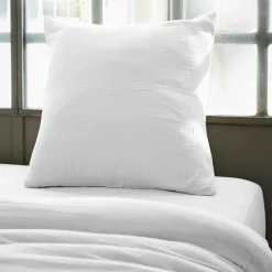 Taie D'Oreiller, Traversin|EMINZA Taie d'oreiller carrée gaze de coton (60 x 60 cm) Gaïa chantilly Blanc