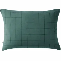 Taie D'Oreiller, Traversin|EMINZA Taie d'oreiller carrée gaze de coton (60 x 60 cm) Gaïa Match Bleu canard