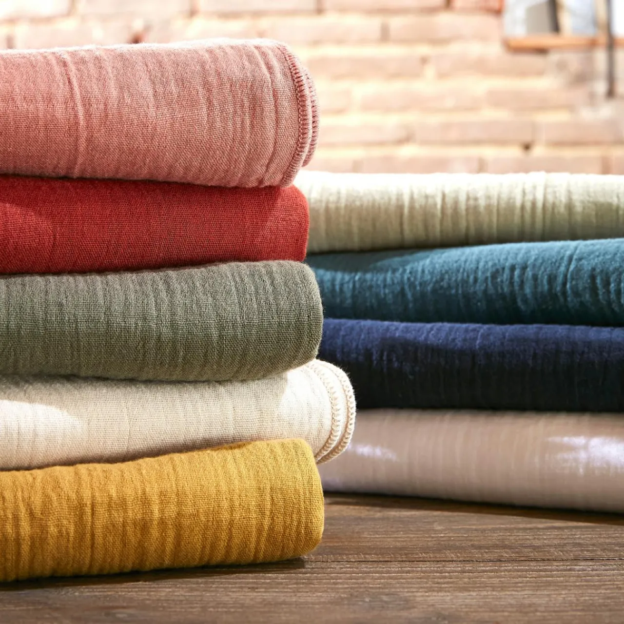 Taie D'Oreiller, Traversin|EMINZA Taie d'oreiller carrée gaze de coton (80 x 80 cm) Gaïa Bleu nuit