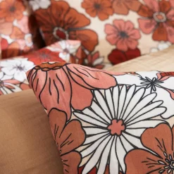 Taie D'Oreiller, Traversin|EMINZA Taie d'oreiller carrée gaze de coton (60 x 60 cm) Gaïa Azalée Terracotta