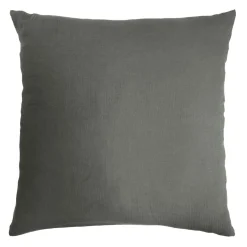 Taie D'Oreiller, Traversin|EMINZA Taie d'oreiller carrée gaze de coton (80 x 80 cm) Gaïa Gris granit Gris foncé