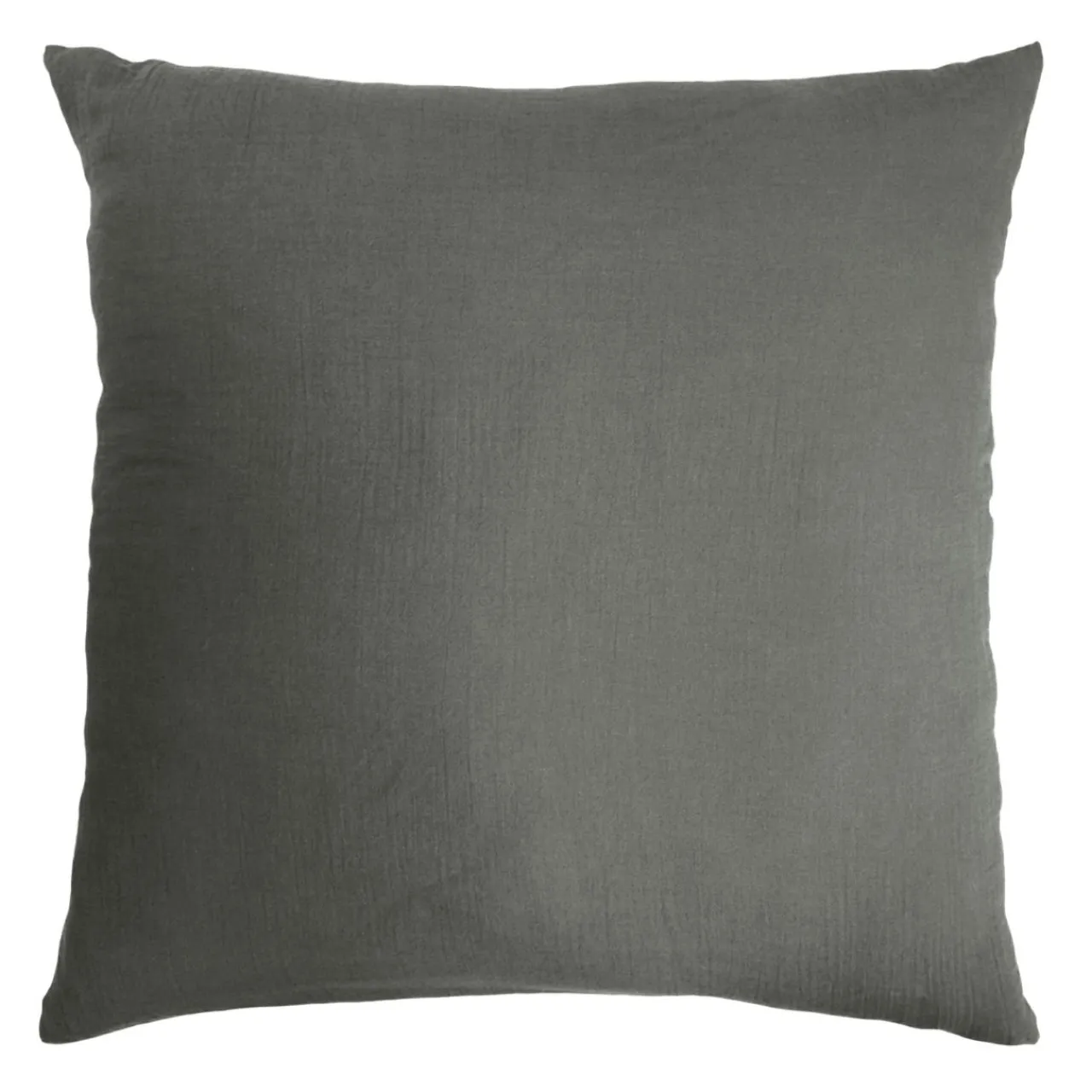 Taie D'Oreiller, Traversin|EMINZA Taie d'oreiller carrée gaze de coton (80 x 80 cm) Gaïa Gris granit Gris foncé