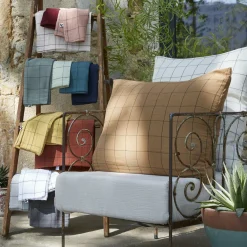 Taie D'Oreiller, Traversin|EMINZA Taie d'oreiller carrée gaze de coton (60 x 60 cm) Gaïa Match Gris nuage Gris clair