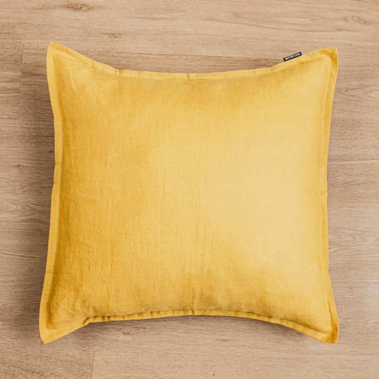 Taie D'Oreiller, Traversin|EMINZA Taie d'oreiller carrée lin lavé (60 x 60 cm) Louise Jaune moutarde