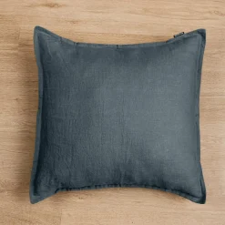 Taie D'Oreiller, Traversin|EMINZA Taie d'oreiller carrée lin lavé (60 x 60 cm) Louise Gris ardoise