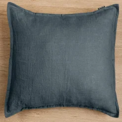 Taie D'Oreiller, Traversin|EMINZA Taie d'oreiller carrée lin lavé (80 x 80 cm) Louise Gris ardoise