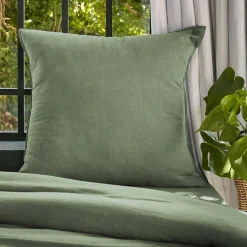 Taie D'Oreiller, Traversin|EMINZA Taie d'oreiller carrée lyocell Tencel™ lavé (80 x 80 cm) Olivia Vert romarin