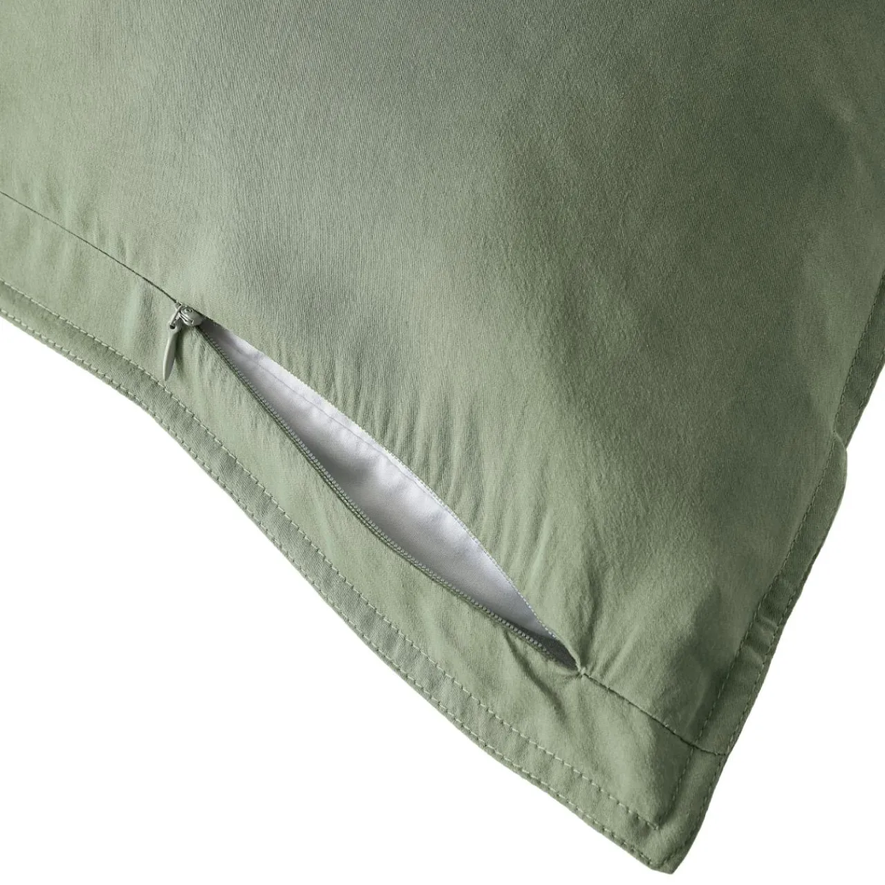 Taie D'Oreiller, Traversin|EMINZA Taie d'oreiller carrée lyocell Tencel™ lavé (80 x 80 cm) Olivia Vert romarin