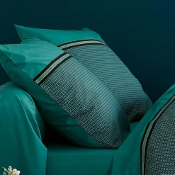 Taie D'Oreiller, Traversin|TRADI LINGE Taie d'oreiller carrée percale de coton (65 x 65 cm) Gustav émeraude Vert