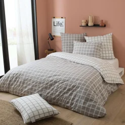 Taie D'Oreiller, Traversin|TRADILINGE Taie d'oreiller carrée percale de coton (65 x 65 cm) Max e Gris