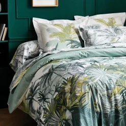 Taie D'Oreiller, Traversin|TRADILINGE Taie d'oreiller carrée percale de coton (65 x 65 cm) Trinidad Mousson Verte Multicolore