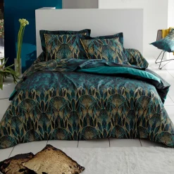 Taie D'Oreiller, Traversin|TRADILINGE Taie d'oreiller carrée percale de coton Escale Vert émeraude