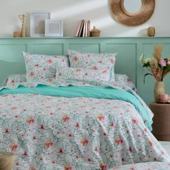 Taie D'Oreiller, Traversin|TRADI LINGE Taie d'oreiller carrée percale de coton (65 x 65 cm) Roxane Multicolore