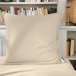 Taie D'Oreiller, Traversin|EMINZA Taie d'oreiller carrée percale de coton (65 x 65 cm) Cali Beige