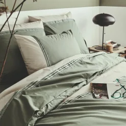 Taie D'Oreiller, Traversin|TRADILINGE Taie d'oreiller carrée percale de coton (65 x 65 cm) Noa Vert kaki